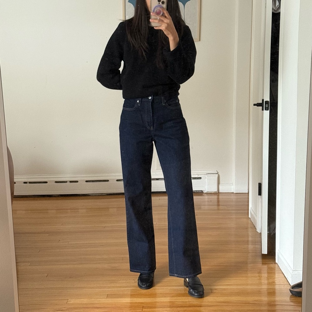 Uniqlo Dark Blue Straight Wide Jeans